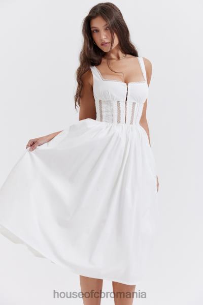 îmbrăcăminte House of CB rochie midi cu dantelă albă perle X4F68266
