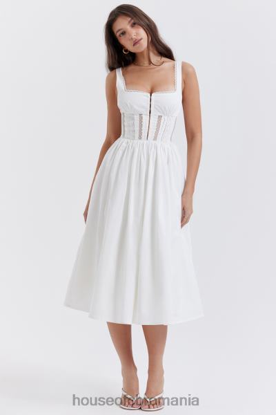 îmbrăcăminte House of CB rochie midi cu dantelă albă perle X4F68266
