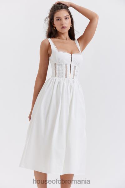 îmbrăcăminte House of CB rochie midi cu dantelă albă perle X4F68266