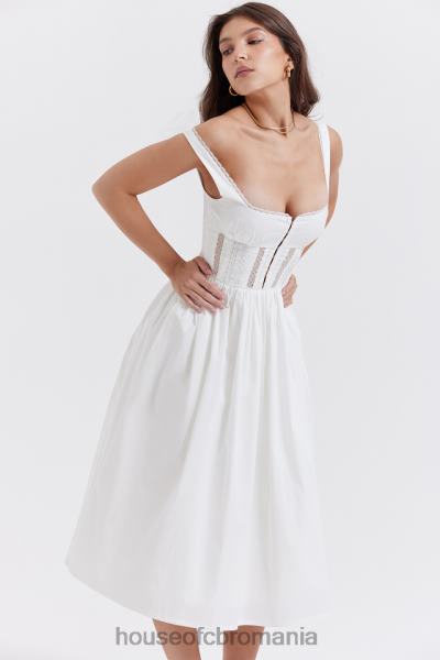 îmbrăcăminte House of CB rochie midi cu dantelă albă perle X4F68266