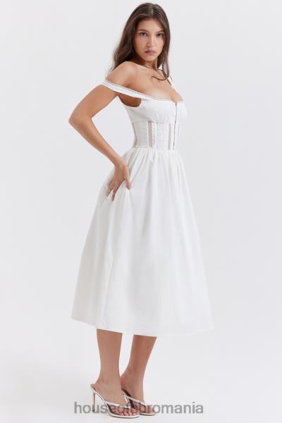 îmbrăcăminte House of CB rochie midi cu dantelă albă perle X4F68266