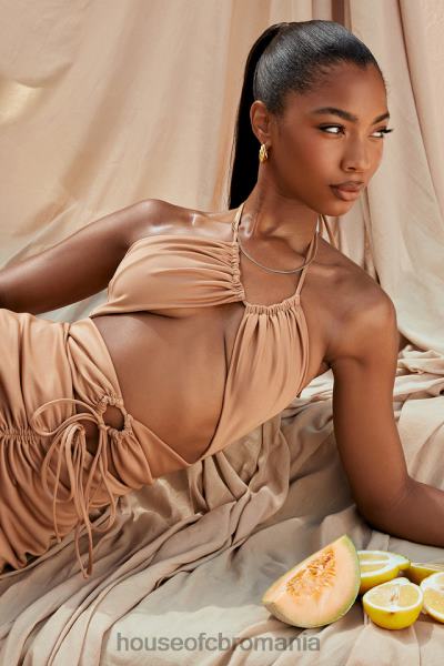 îmbrăcăminte House of CB rochie midi cu decupaj caramel kasia X4F68545
