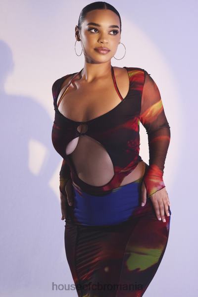 îmbrăcăminte House of CB rochie midi cu decupaj cu imprimeu marina X4F68532