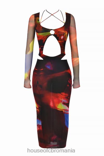 îmbrăcăminte House of CB rochie midi cu decupaj cu imprimeu marina X4F68532