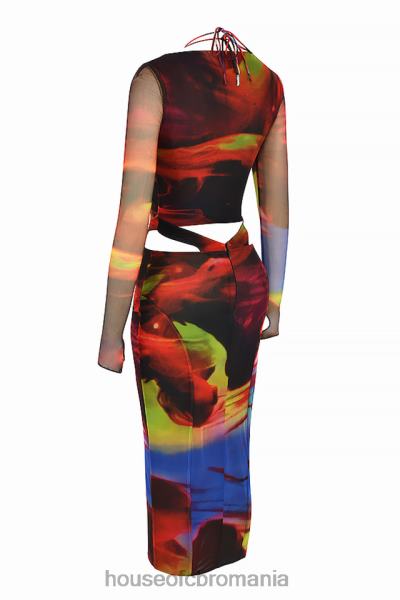 îmbrăcăminte House of CB rochie midi cu decupaj cu imprimeu marina X4F68532