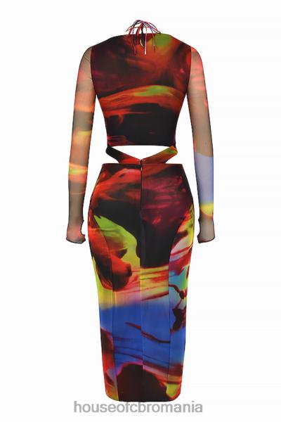 îmbrăcăminte House of CB rochie midi cu decupaj cu imprimeu marina X4F68532