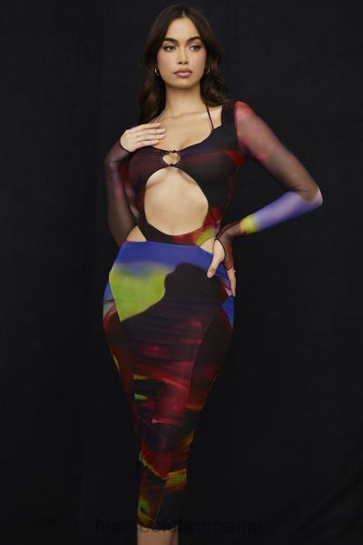 îmbrăcăminte House of CB rochie midi cu decupaj cu imprimeu marina X4F68532