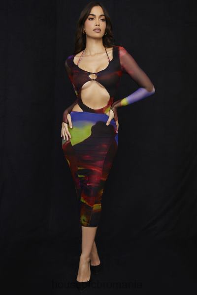 îmbrăcăminte House of CB rochie midi cu decupaj cu imprimeu marina X4F68532