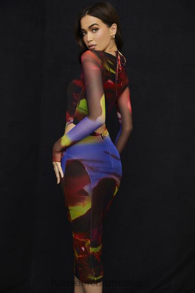 îmbrăcăminte House of CB rochie midi cu decupaj cu imprimeu marina X4F68532