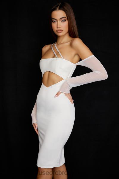 îmbrăcăminte House of CB rochie midi cu decupaj din satin ivoire loulou X4F68519