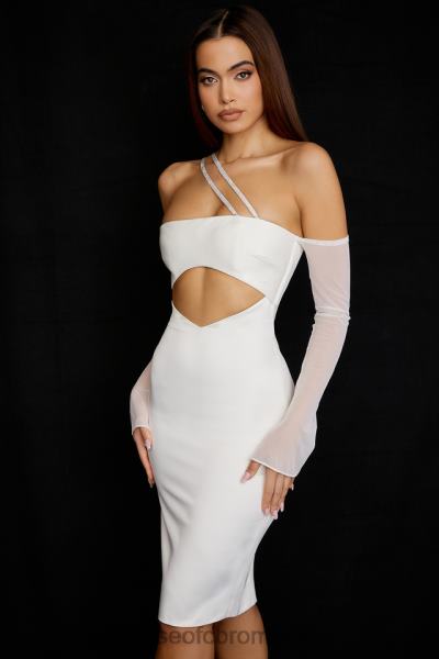 îmbrăcăminte House of CB rochie midi cu decupaj din satin ivoire loulou X4F68519