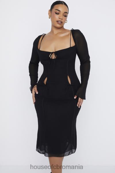 îmbrăcăminte House of CB rochie midi cu decupaj negru ophelia X4F68530