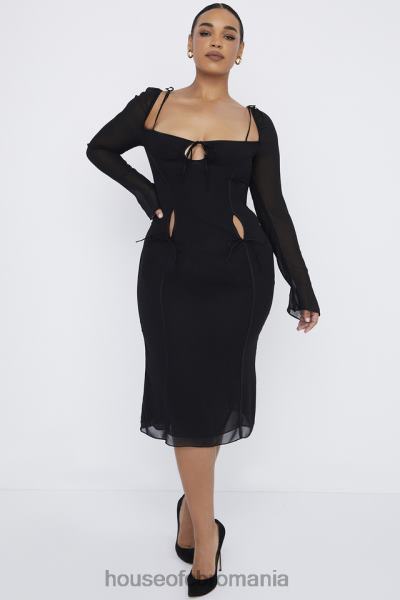 îmbrăcăminte House of CB rochie midi cu decupaj negru ophelia X4F68530
