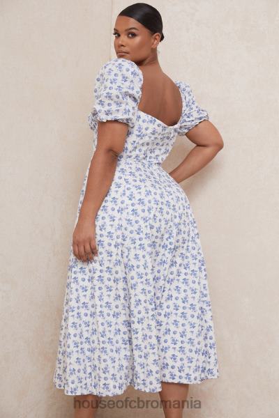 îmbrăcăminte House of CB rochie midi cu flori tallulah albastru alb X4F68602