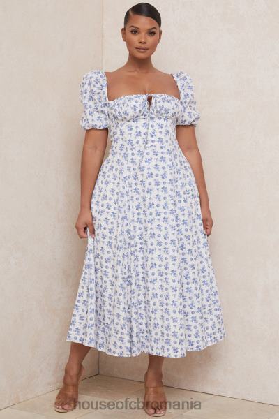 îmbrăcăminte House of CB rochie midi cu flori tallulah albastru alb X4F68602