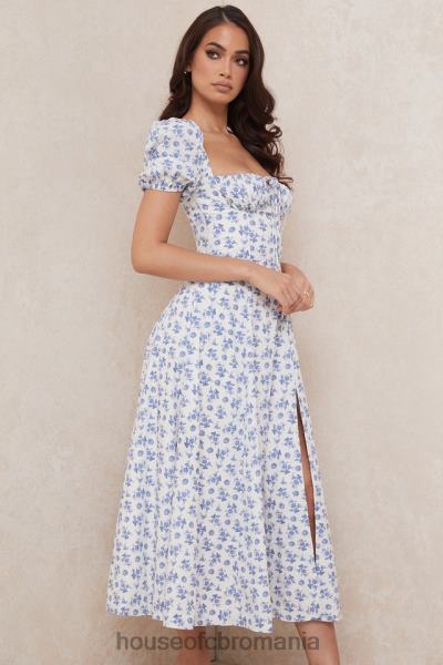 îmbrăcăminte House of CB rochie midi cu flori tallulah albastru alb X4F68602
