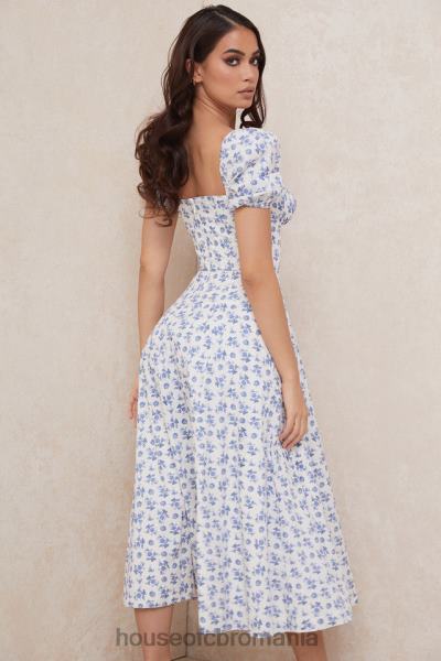 îmbrăcăminte House of CB rochie midi cu flori tallulah albastru alb X4F68602