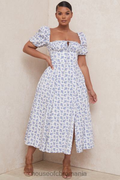 îmbrăcăminte House of CB rochie midi cu flori tallulah albastru alb X4F68602