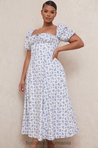 îmbrăcăminte House of CB rochie midi cu flori tallulah albastru alb X4F68602