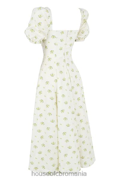 îmbrăcăminte House of CB rochie midi cu mâneci bufante florale tallulah ivoire X4F68561