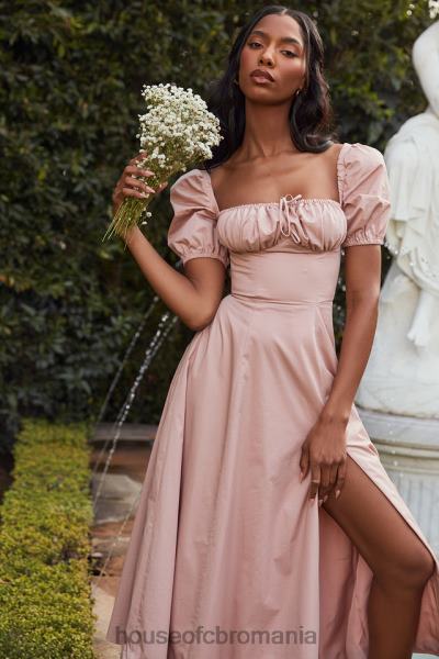 îmbrăcăminte House of CB rochie midi cu mâneci bufante tallulah blush X4F68486