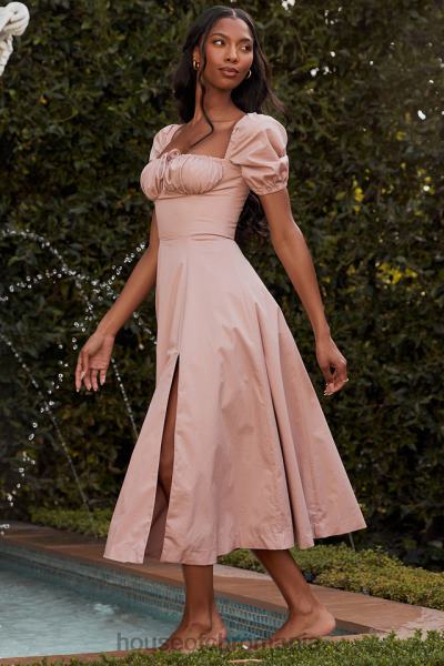 îmbrăcăminte House of CB rochie midi cu mâneci bufante tallulah blush X4F68486