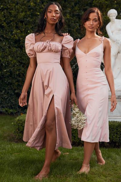 îmbrăcăminte House of CB rochie midi cu mâneci bufante tallulah blush X4F68486
