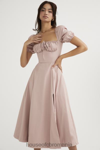 îmbrăcăminte House of CB rochie midi cu mâneci bufante tallulah blush X4F68486