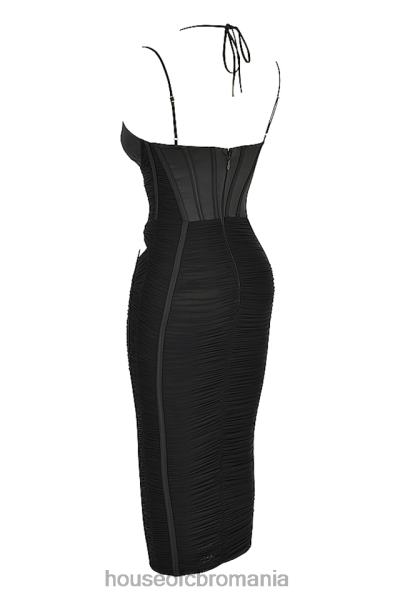 îmbrăcăminte House of CB rochie midi cu volan negru maya X4F68502