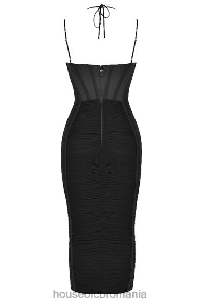 îmbrăcăminte House of CB rochie midi cu volan negru maya X4F68502