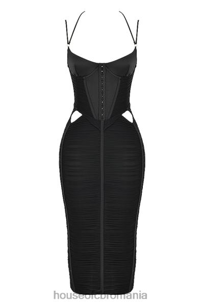 îmbrăcăminte House of CB rochie midi cu volan negru maya X4F68502