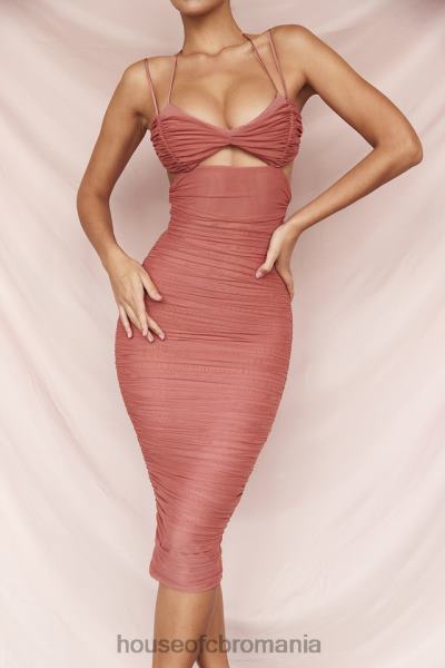 îmbrăcăminte House of CB rochie midi cu volane decupate tibi rose X4F68504