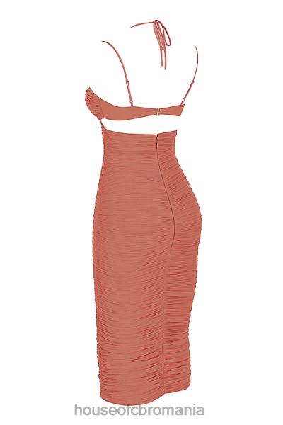 îmbrăcăminte House of CB rochie midi cu volane decupate tibi rose X4F68504