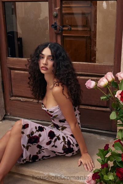 îmbrăcăminte House of CB rochie midi devore roz azura X4F68302