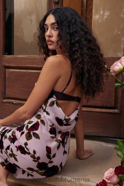 îmbrăcăminte House of CB rochie midi devore roz azura X4F68302