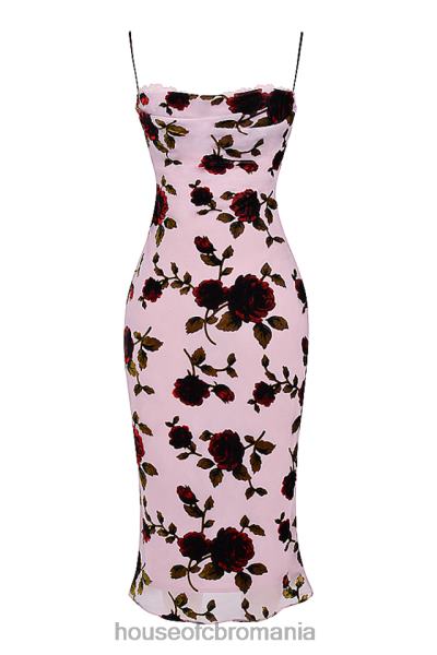 îmbrăcăminte House of CB rochie midi devore roz azura X4F68302