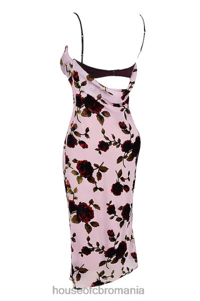îmbrăcăminte House of CB rochie midi devore roz azura X4F68302
