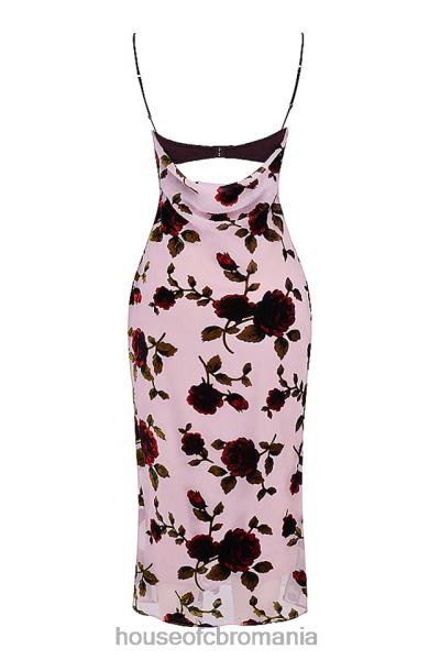 îmbrăcăminte House of CB rochie midi devore roz azura X4F68302