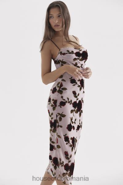 îmbrăcăminte House of CB rochie midi devore roz azura X4F68302