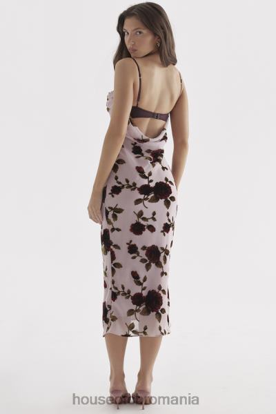 îmbrăcăminte House of CB rochie midi devore roz azura X4F68302