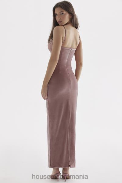 îmbrăcăminte House of CB rochie midi din catifea roz moale azalea X4F68296