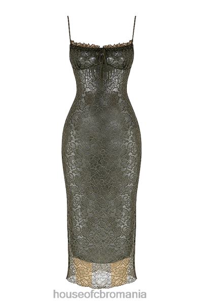 îmbrăcăminte House of CB rochie midi din dantelă isla olive X4F68370