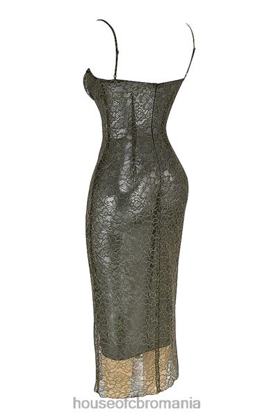 îmbrăcăminte House of CB rochie midi din dantelă isla olive X4F68370