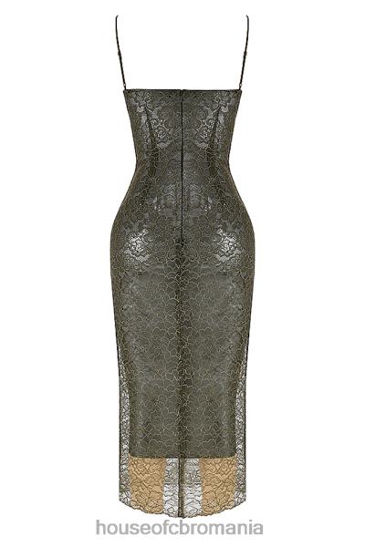 îmbrăcăminte House of CB rochie midi din dantelă isla olive X4F68370