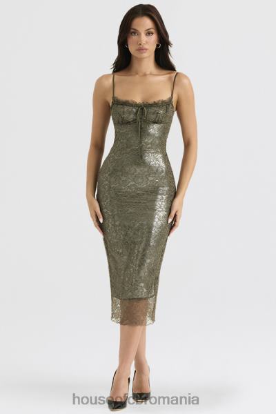 îmbrăcăminte House of CB rochie midi din dantelă isla olive X4F68370