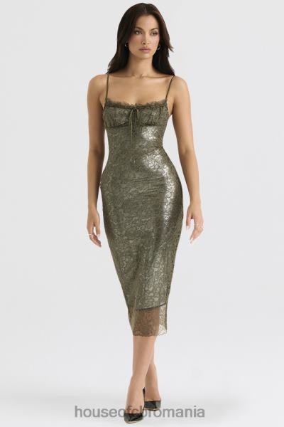 îmbrăcăminte House of CB rochie midi din dantelă isla olive X4F68370