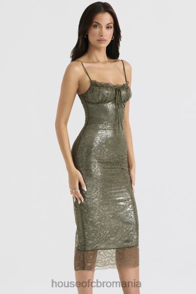 îmbrăcăminte House of CB rochie midi din dantelă isla olive X4F68370