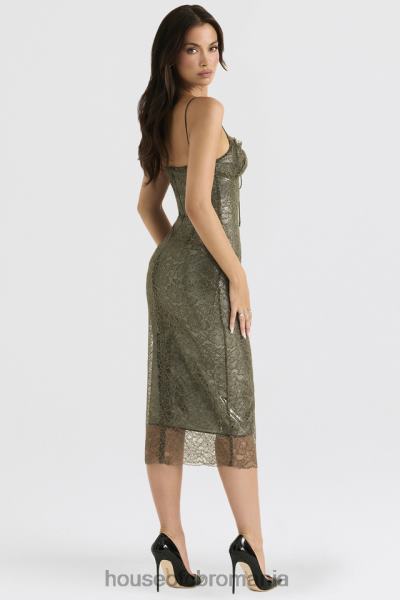 îmbrăcăminte House of CB rochie midi din dantelă isla olive X4F68370