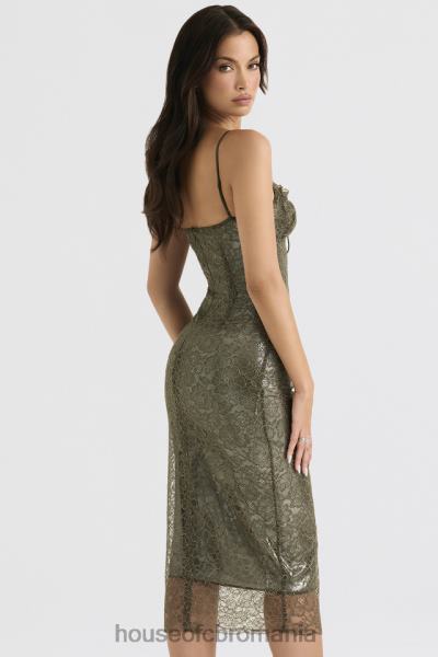 îmbrăcăminte House of CB rochie midi din dantelă isla olive X4F68370