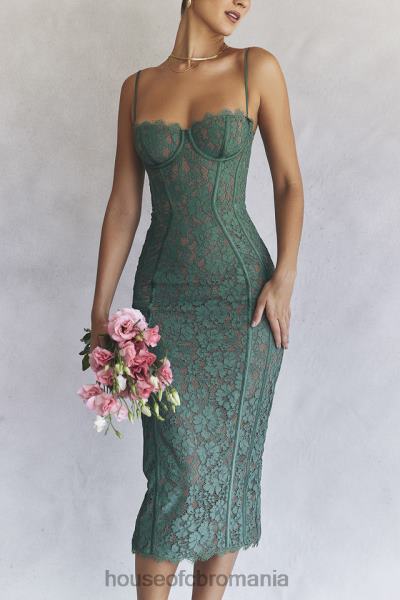 îmbrăcăminte House of CB rochie midi din dantela joelle forest X4F68383